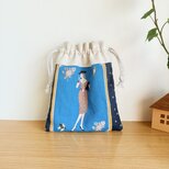 レトロ柄の巾着袋