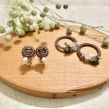 ーGardenー付け外せるフランス刺繍糸のイヤリング 2way 金属ｱﾚﾙｷﾞｰ対応