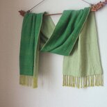 「aさまご依頼品」手織りカシミアマフラー・・グリーン