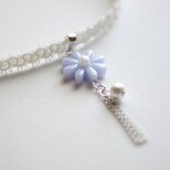 【受注製作】レジンアート　お花モチーフとタティングレースとサテンリボンのチョーカー〈氷点〉