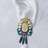 おしゃべりなピアス・イヤリング62｜ビーズ刺繍×フリンジ×大ぶり×選べる金具×一点物×サージカルステンレス