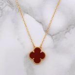 幸せのクローバーネックレス 15mm（カーネリアン）【高品質！送料無料！当日発送！】