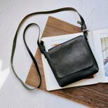 【姫路レザー】ポストマンのメールバッグ(ショルダーバッグ/ミニ/メンズ/レディース/コンパクト/旅行/軽い)ブラック