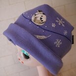 圧縮ウールニット生地で作ったニット帽（シマエナガさん）