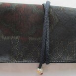 ８５７８　色大島紬の着物で作った和風財布・ポーチ