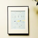 原画「レモンの夜に」イラスト　水彩　絵画　一点物　※太子サイズ額縁入り