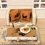 猫デザインのミニチュアソファ－樹脂手作りケーキ・パピオカ6点セット