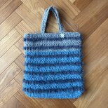 ブルーとグレーのボーダートートバッグ❤︎