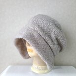 魅せる帽子☆ふわモコ暖か♪ウール混ラメニッのクロッシュ～ライトグレーのコピーのコピー