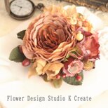 シャビーなラナンキュラスのコサージュ　コサージュ　入学式　卒業式　セレモニー　フォーマル　シャビー　オレンジ　ベージュ　