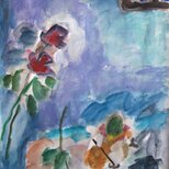 バイオリニストと赤いバラ