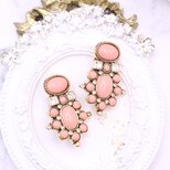 【Elizabeth Taylor】 クリスタル×コーラルフラワーイヤリング＊Hollywood Art Bloom 1980s