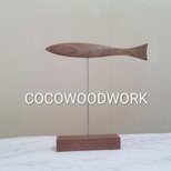46101魚のオブジェ(ウォールナット材)