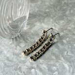 P739-ヴィンテージピアス U.S.A. 1980's Black Rhinestone Tennis Drop