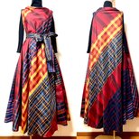 大島紬　パッチワークドレス　着物リメイク