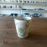 粉引のタンブラー(タンポポ黄緑）