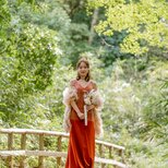 カラードレス Vネック ツーピース テラコッタ色 トップス+キャミソール ラッフルフリル 前撮り 大人っぽい