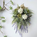 ラベンダー と スノーボール の ナチュラル グリーン スワッグ ns410 アーティフィシャルフラワー