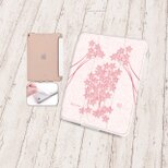 手帳型iPadケース【バックカバー：ソフトタイプ】片面印刷/カメラ穴有【桜華（さくらばな）】（名入れ可））