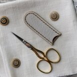 糸切りはさみケース／刺繍はさみカバー／ネイルシザー／革／アイボリー