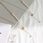 淡水パール mixチェーンY字ネックレス