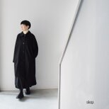 丸襟のゆったりライトコート（コットン100％）：黒［CO59LSBK］