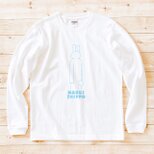 長袖Tシャツ『うさぎのしっぽ・水色画』男女兼用 ロンT ホワイト