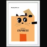 遊ぶネコ　ねこ　送料無料 　あらゆるお部屋のポスター　イラスト　ポスター　アートポスター　アート/sei検索新着順　3908