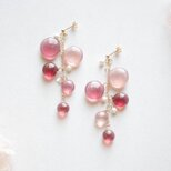 レジンアート　水滴のピアス〈ヘリオガバルスの薔薇〉