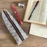 【白菊】畳縁　テトラ型　ペンケース　和風　白　菊　デイジー