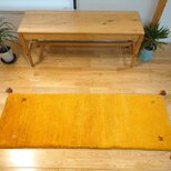 ペルシャ　ギャッベ ランナー中　ラグ　148×50㎝　黄金色　シンプル　RJ16118