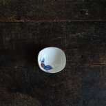 赤い柿と青いリーフ◆有田焼　柿文色絵金彩楕円小皿　醤油皿　古民家　古道具　antiques 昭和初期