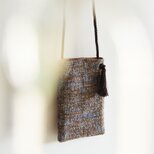 1点限定 フランス製　高級ラメツイード　2wayスマホショルダーバッグ　ブラウンブルー入学式・卒業式・セレモニーにも◎