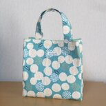 ミニスクエアトートバッグ★花柄（ブルーグリーン）