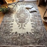 超大判171×273 ミルクココアブラウンメダリオン　トルコヴィンテージラグ