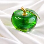 ガラスオブジェ｜Smallリンゴ 置物・インテリア グリーン｜透明感のある果実モチーフ【efo2-2】