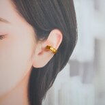 ビーズとスパンコールのイヤーカフ・細（ゴールド）【受注】