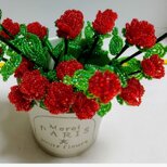 ビーズフラワー赤いミニバラ