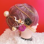 鶴☆成人式髪飾り☆卒業式髪飾り☆お祭り髪飾り☆袴ヘア☆振袖ヘア☆和玉☆水引☆梅の花☆つまみ細工☆ヘアパーツ☆結婚式髪飾り☆白無垢