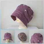 魅せる帽子☆シャツを被る!?コットンネルのリバーシブルクロッシュ～パープルドット&プリント柄