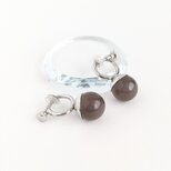 イヤリング[Gray onyx ball/Silver] グレーオニキス 天然石 フープイヤリング 縞瑪瑙