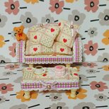 ミニチュアソファセット テディベア・ケーキ・コーヒー付き　８点セット