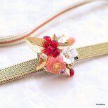 春待ち花の帯留め（南天・梅・椿）