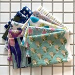 インド ブロックプリント生地 ミニカットクロス10枚セットv20 寒色系 [W34XH40cm]ファブリックIF0430