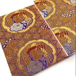 『鳳凰白菊』　金襴織物御朱印帳　B6 大判サイズ　桐　花菱　オレンジゴールド　金襴御朱印帳　金襴　布　御城印帳　桐生織物