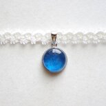 【受注製作】レジンアート　ラウンドモチーフとタティングレースとサテンリボンのチョーカー〈満天〉