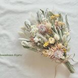 ラムズイヤーとミニ薔薇や小花のスワッグ･ブーケのコピー