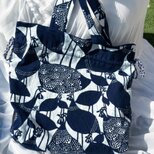 meme型染　ホロホロ鳥　藍染トートバッグ