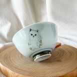 チコロット❤️Sサイズ❤️すべて手描き❤️染付け❤️ご飯茶碗❤️猫❤️苺❤️お子さまにも❤️可愛い