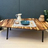 【送料無料】 ローテーブル だるま形 120cm 60cm アカシア 折りたたみ脚のコピー